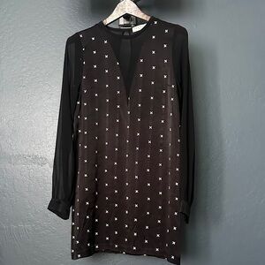 Sandro starlight dress rare Black Long-Sleeve Embellished Shift Dress